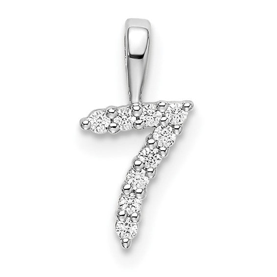 14kt White Gold Diamond Number 7 Pendant