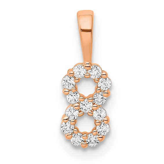 14kt Rose Gold Diamond Number 8 Pendant