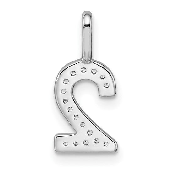 14kt White Gold Diamond Number 2 Pendant
