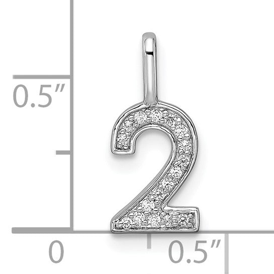 14kt White Gold Diamond Number 2 Pendant
