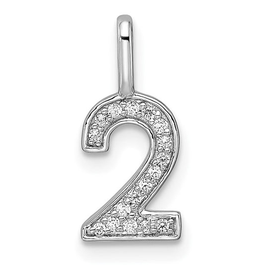 14kt White Gold Diamond Number 2 Pendant