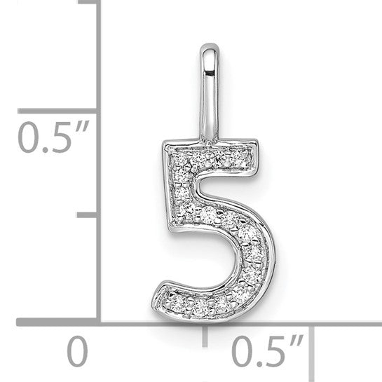 14kt White Gold Diamond Number 5 Pendant