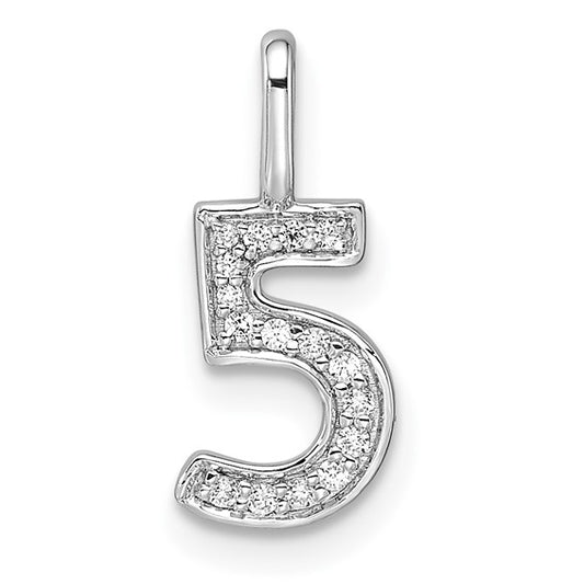 14kt White Gold Diamond Number 5 Pendant