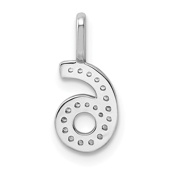 14kt White Gold Diamond Number 6 Pendant