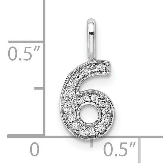 14kt White Gold Diamond Number 6 Pendant
