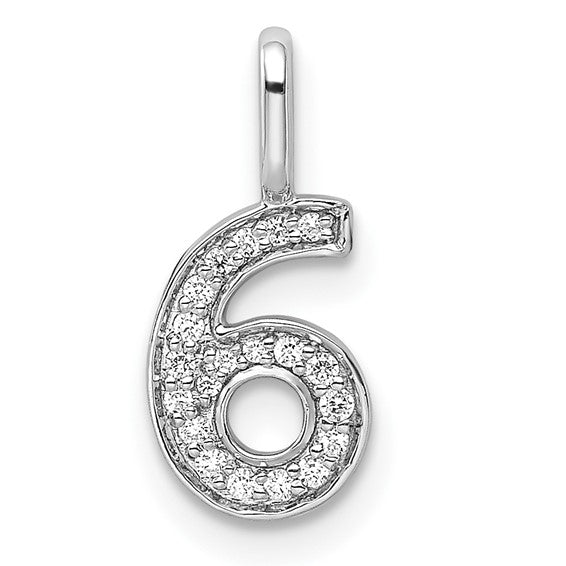 14kt White Gold Diamond Number 6 Pendant