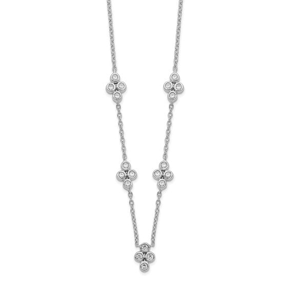 14kt White Gold 5-station Diamond 18in Necklace
