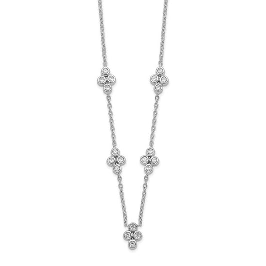 14kt White Gold 5-station Diamond 18in Necklace