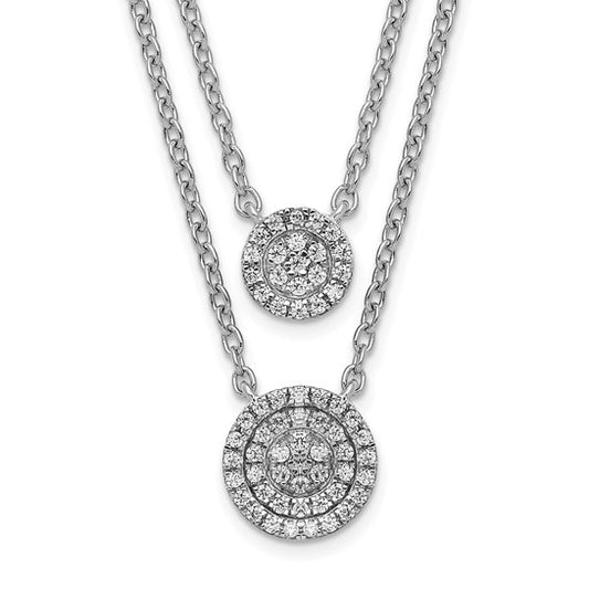 14kt White Gold Double Strand 18 inch Necklace