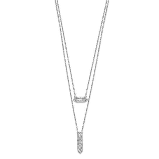 14kt White Gold Double Strand 18in Necklace
