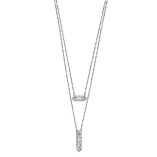 14kt White Gold Double Strand 18in Necklace