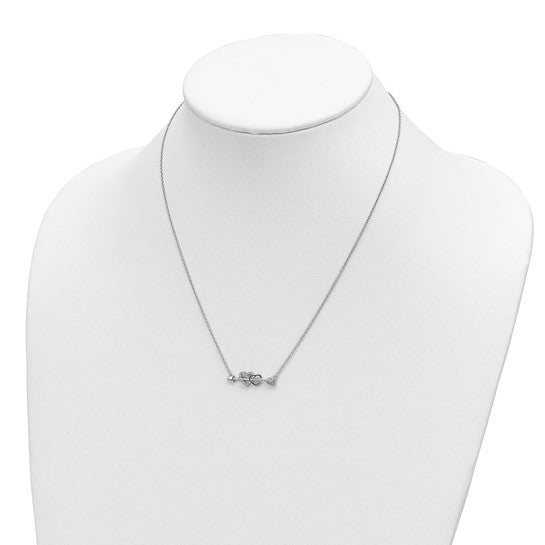 14kt Two-tone Diamond Hearts on Arrow 18in Necklace