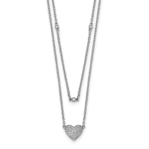 14kt White Gold Double Strand Heart 18in Necklace