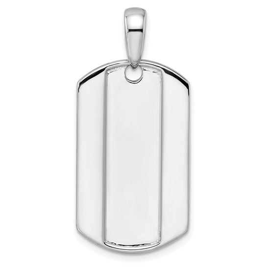 True Origin 14KT White Gold Men's 3/4 carat Lab Grown Diamond VS+ F+ Complete Dog Tag Pendant