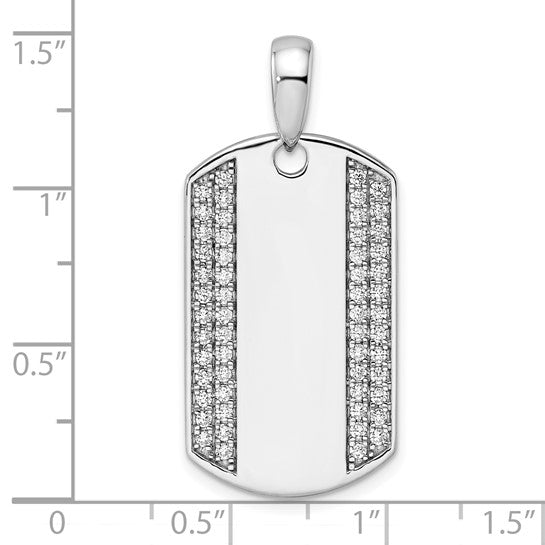 True Origin 14KT White Gold Men's 3/4 carat Lab Grown Diamond VS+ F+ Complete Dog Tag Pendant
