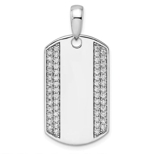 True Origin 14KT White Gold Men's 3/4 carat Lab Grown Diamond VS+ F+ Complete Dog Tag Pendant