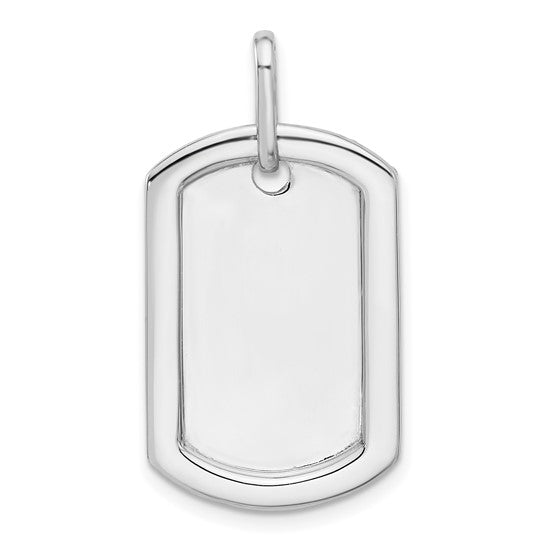 14kt White Gold Personalized Diamond Dog Tag Charm