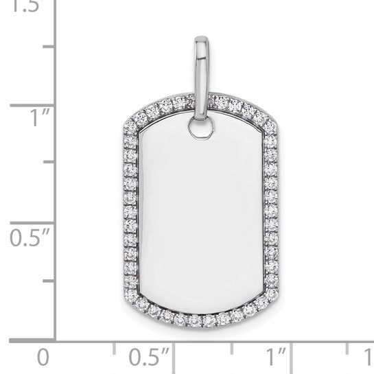 14kt White Gold Personalized Diamond Dog Tag Charm