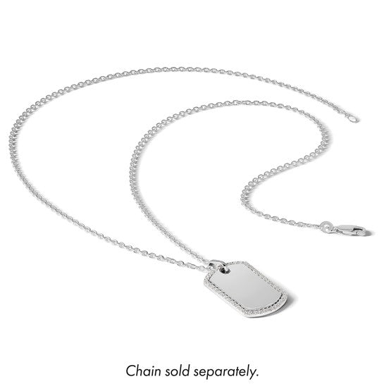 14kt White Gold Personalized Diamond Dog Tag Charm