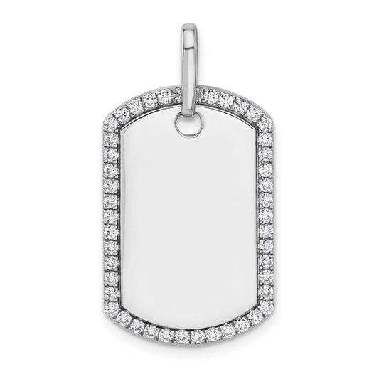 14kt White Gold Personalized Diamond Dog Tag Charm