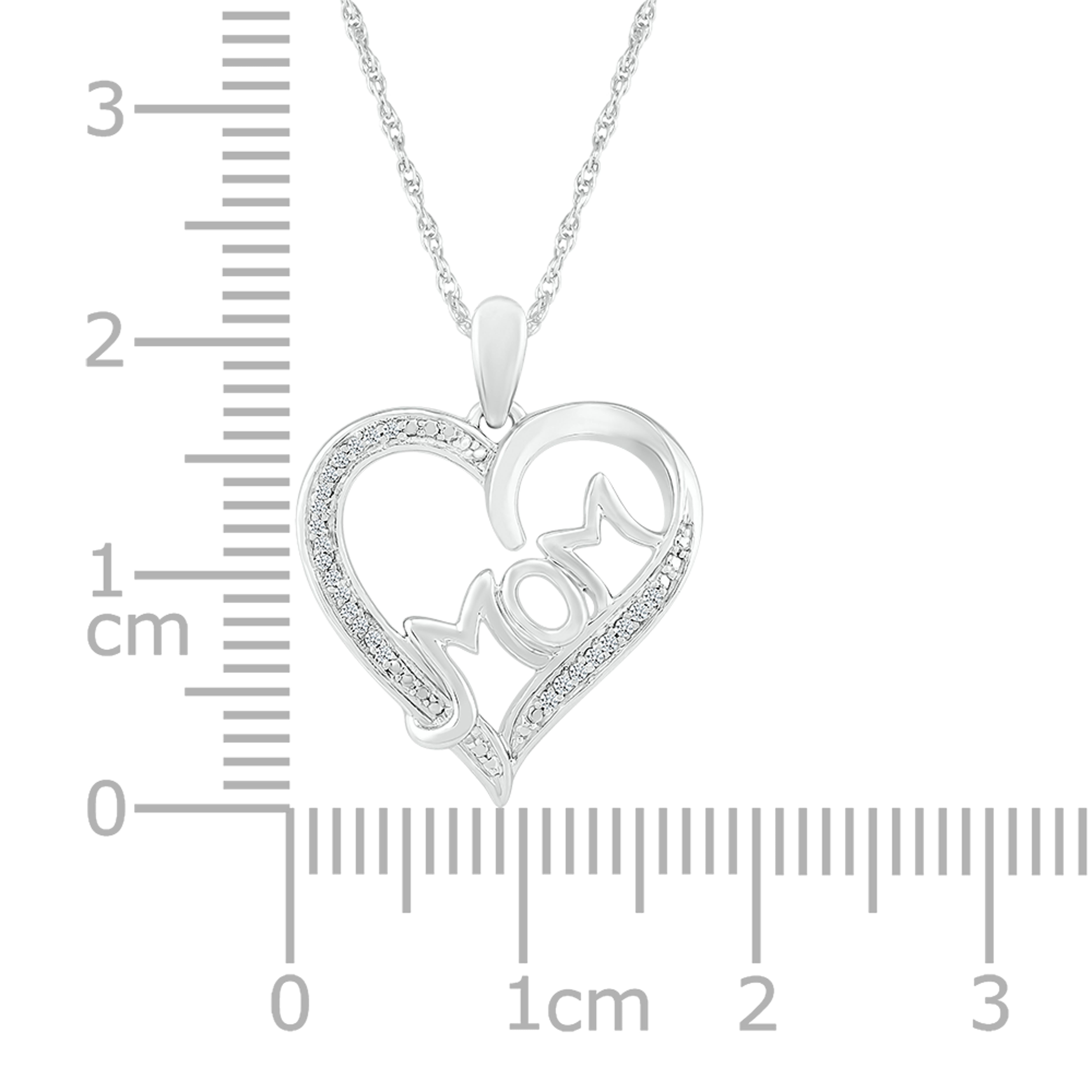 10k White Gold 0.08 CTW MOM Diamond Pendant with 10k Chain