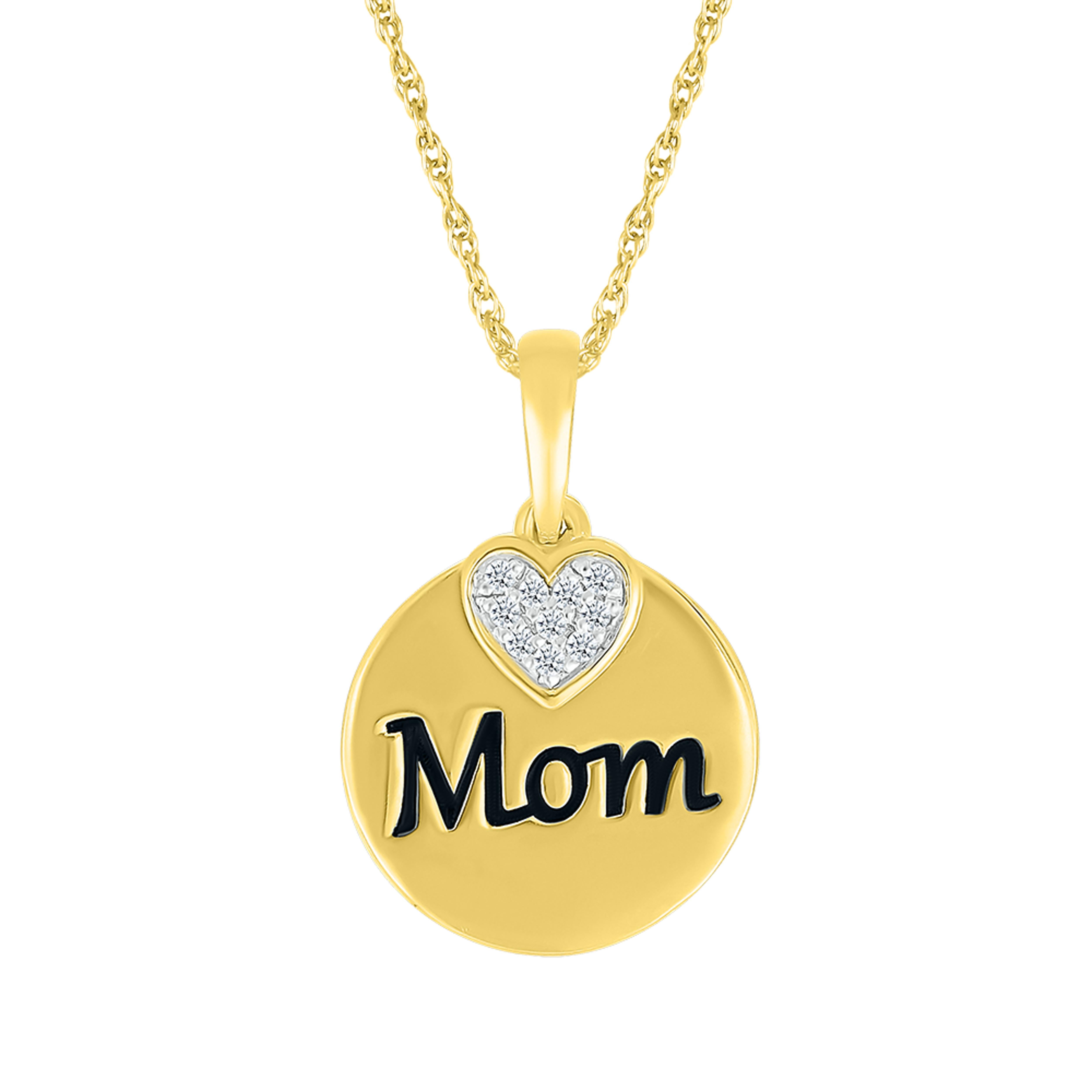 10k Yellow Gold 0.06 CTW Mom Diamond Pendant with 10k Chain