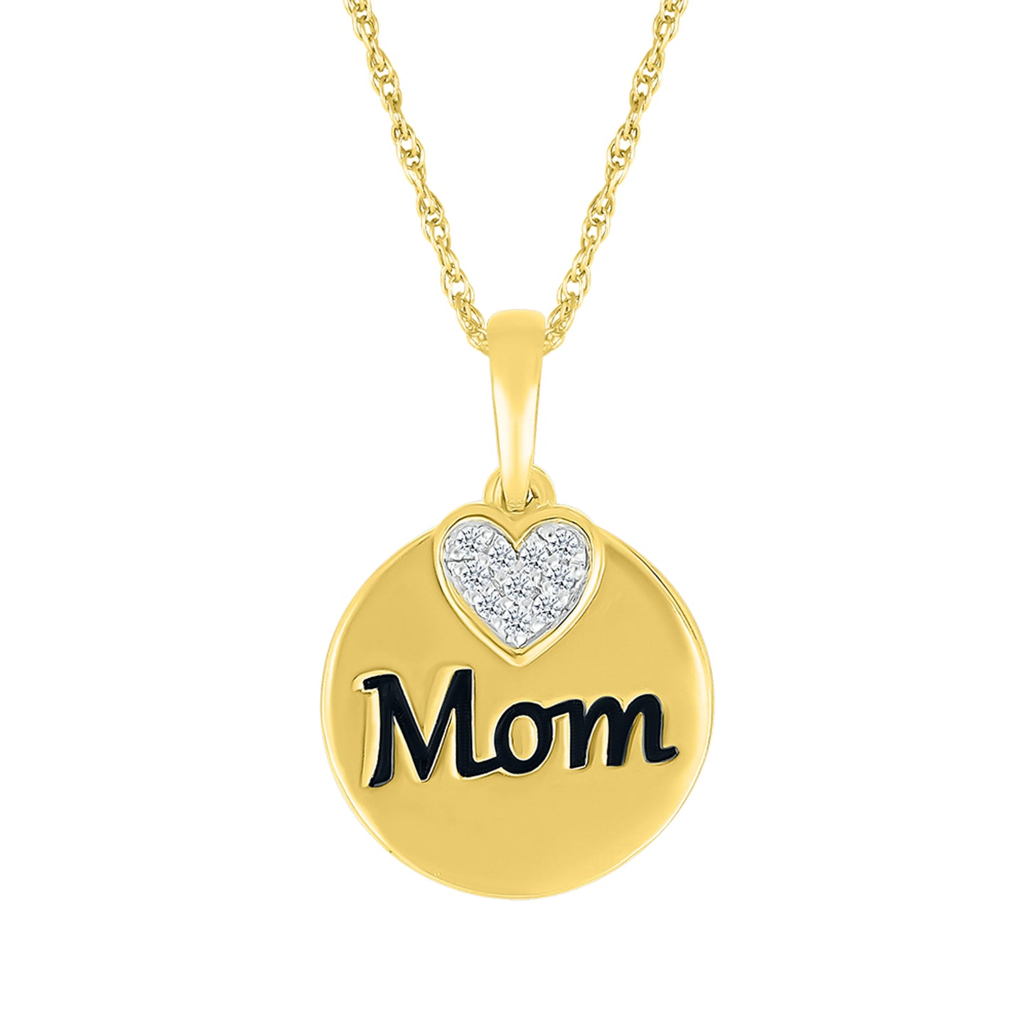 10k Yellow Gold 0.06 CTW Mom Diamond Pendant with 10k Chain