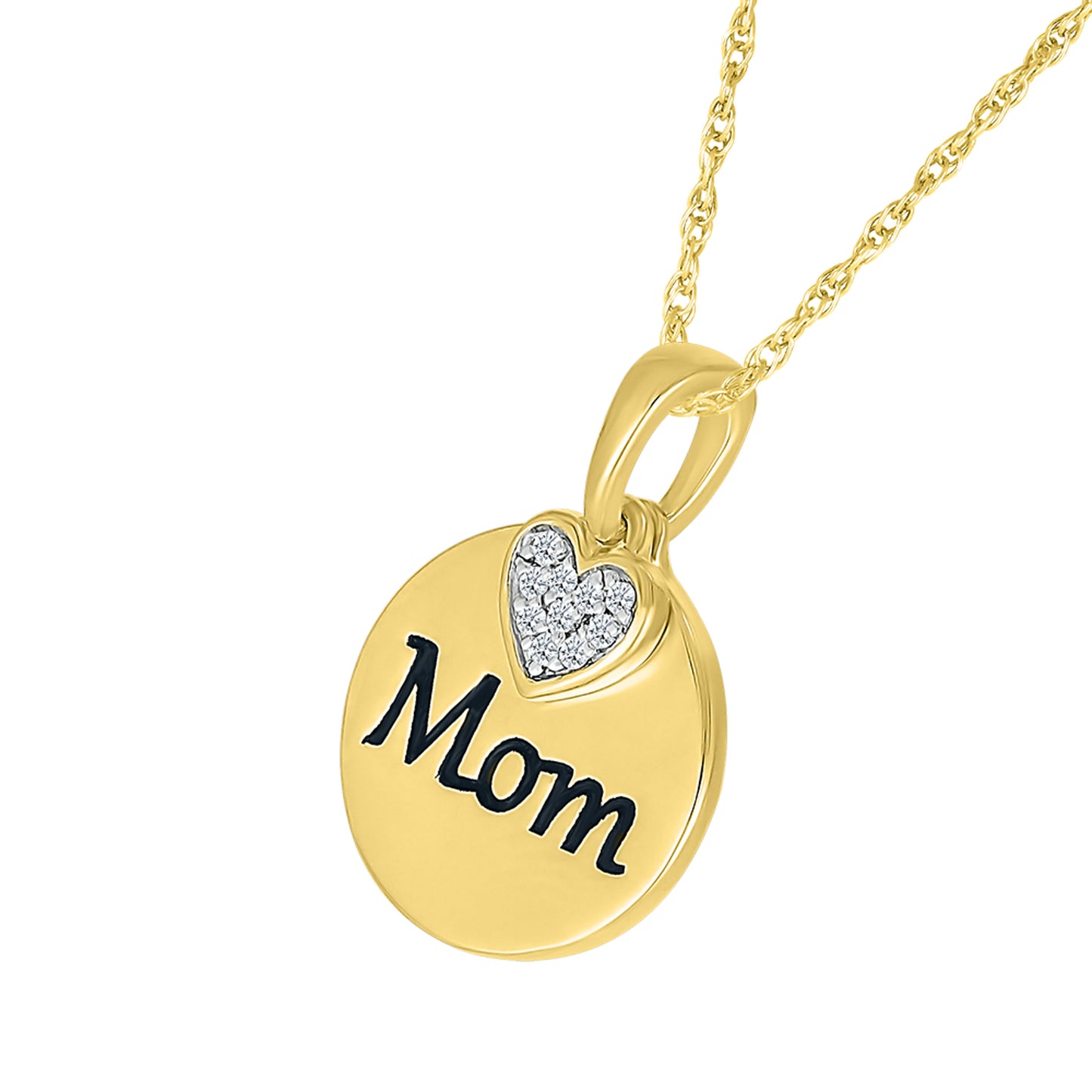 10k Yellow Gold 0.06 CTW Mom Diamond Pendant with 10k Chain