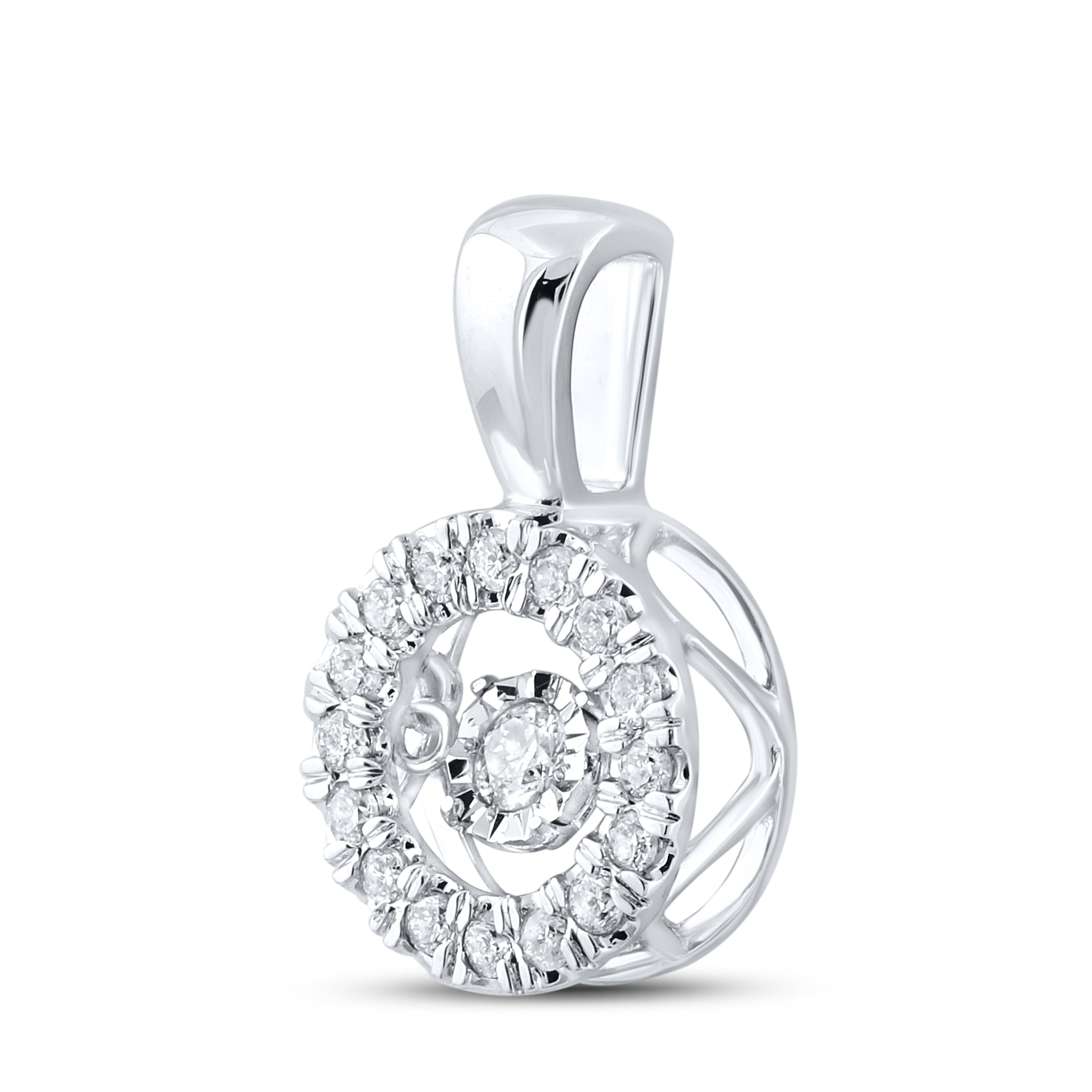 10K WHITE GOLD DANCING DIAMOND NECKLACE 0.25 CTW