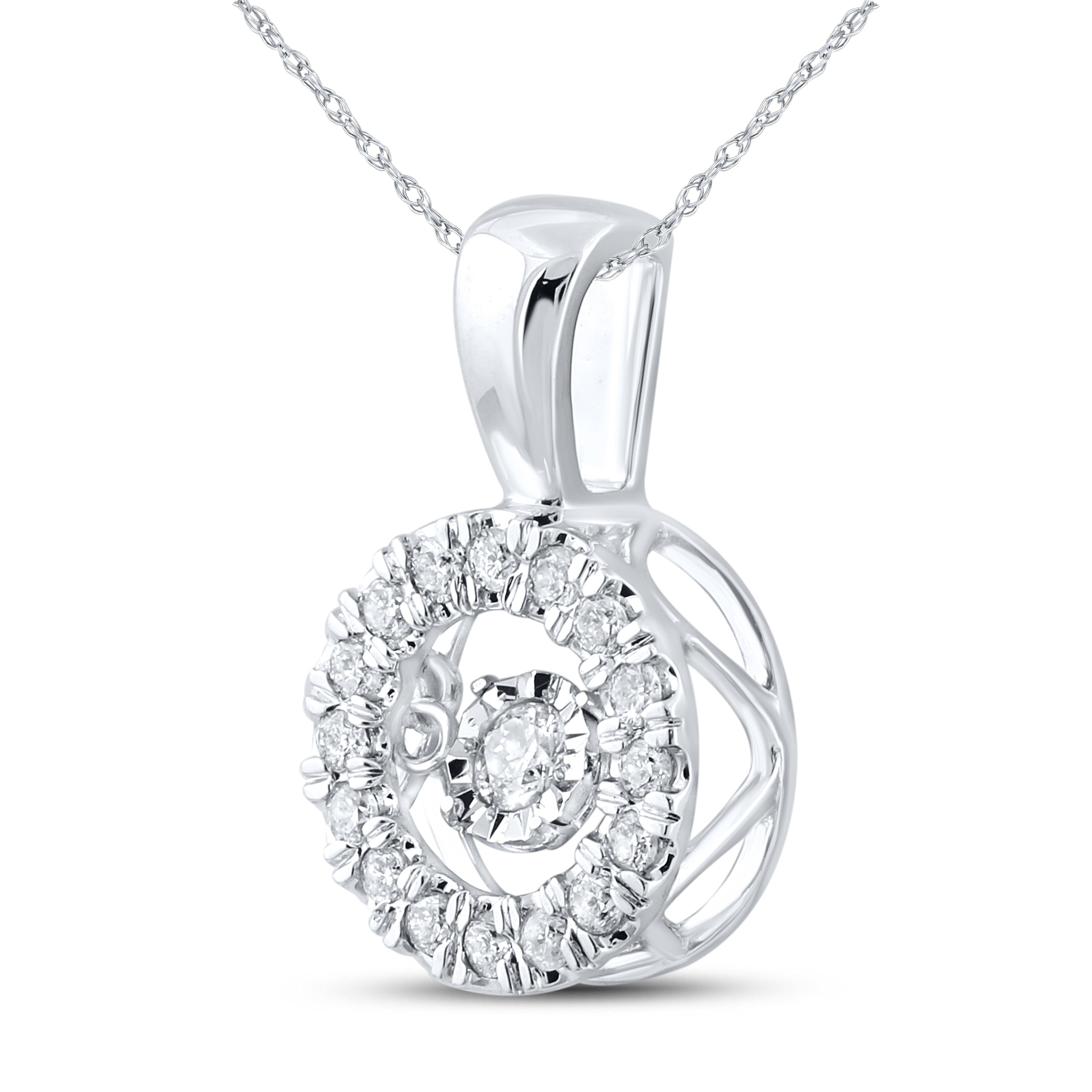 10K WHITE GOLD DANCING DIAMOND NECKLACE 0.25 CTW