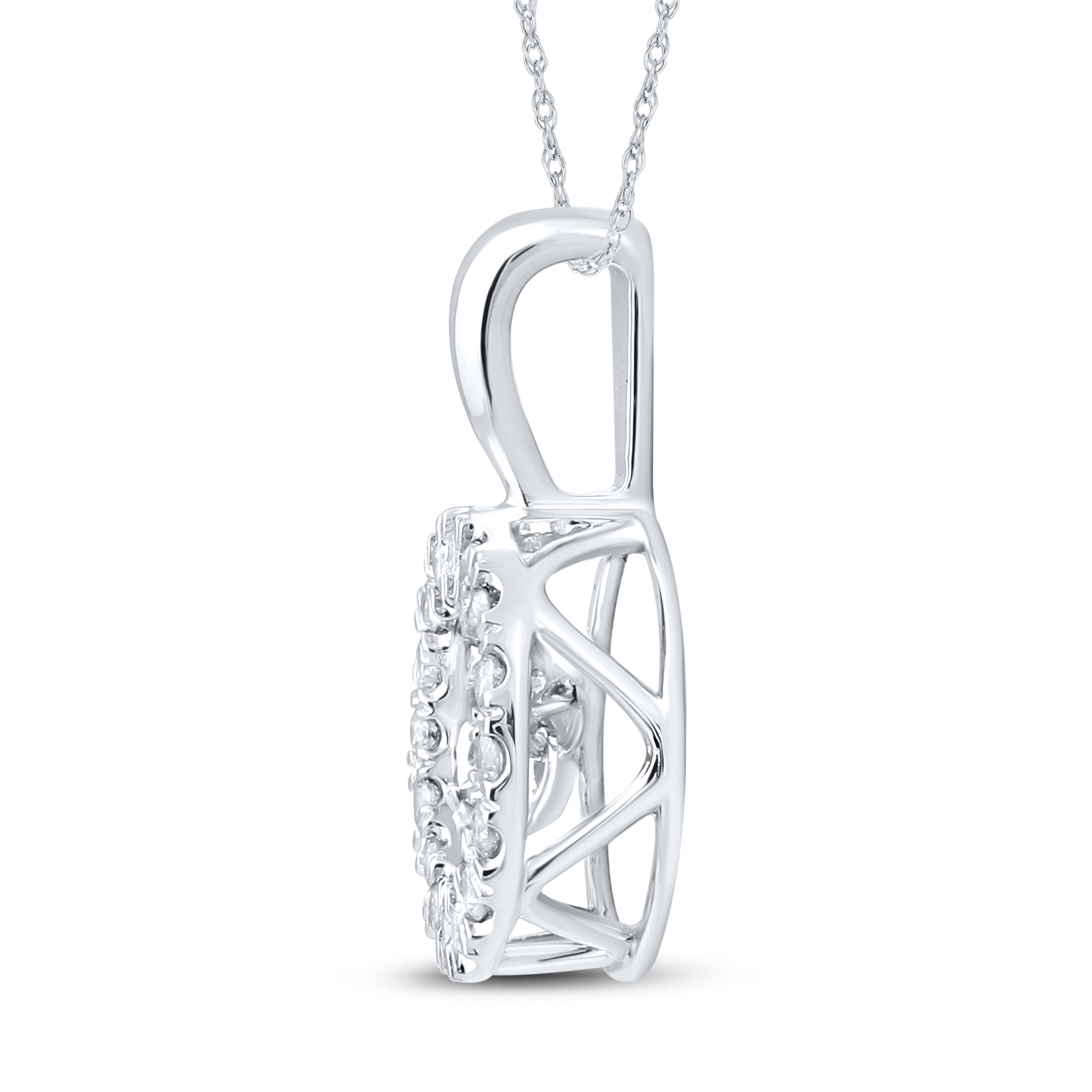 10K WHITE GOLD DANCING DIAMOND NECKLACE 0.25 CTW