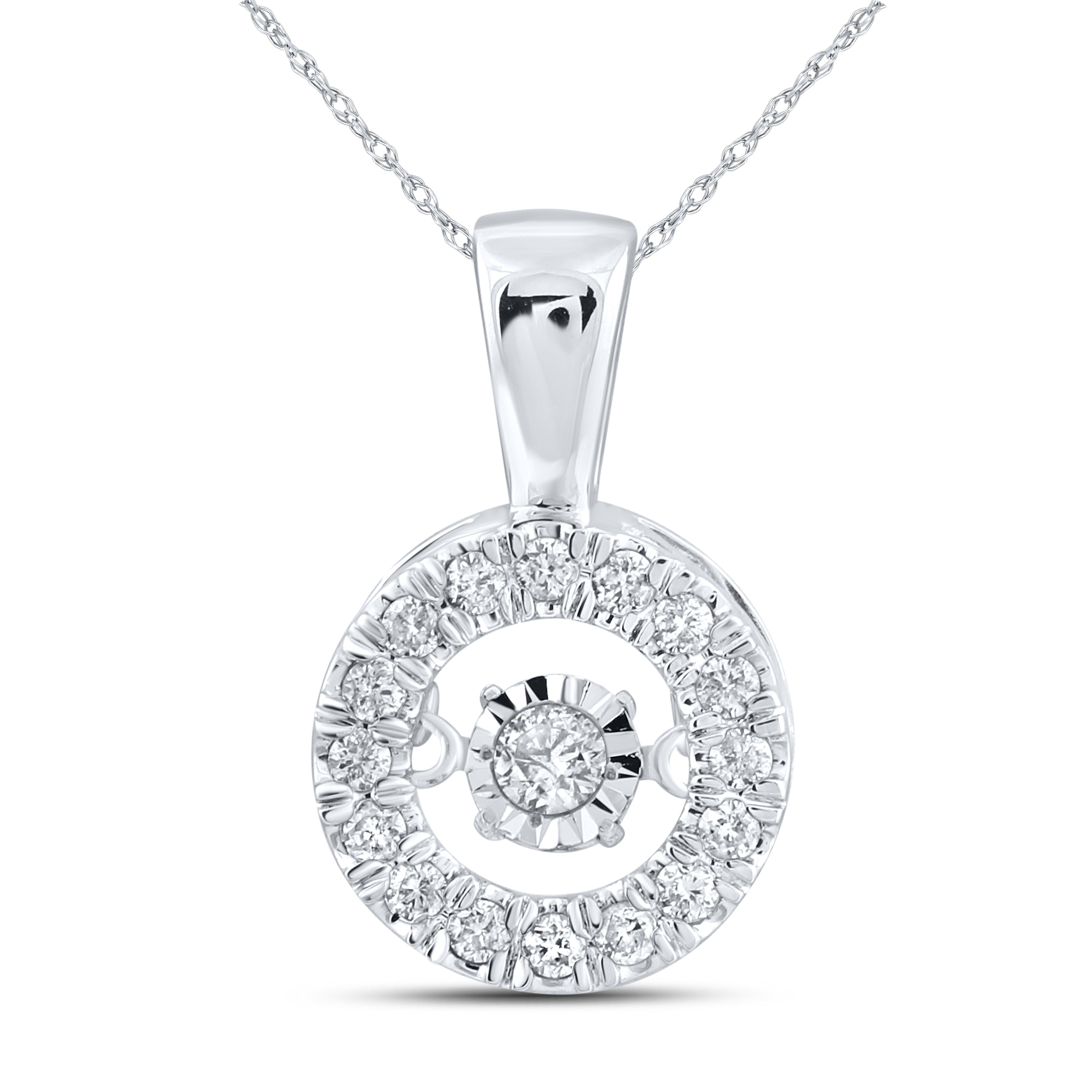 10K WHITE GOLD DANCING DIAMOND NECKLACE 0.25 CTW