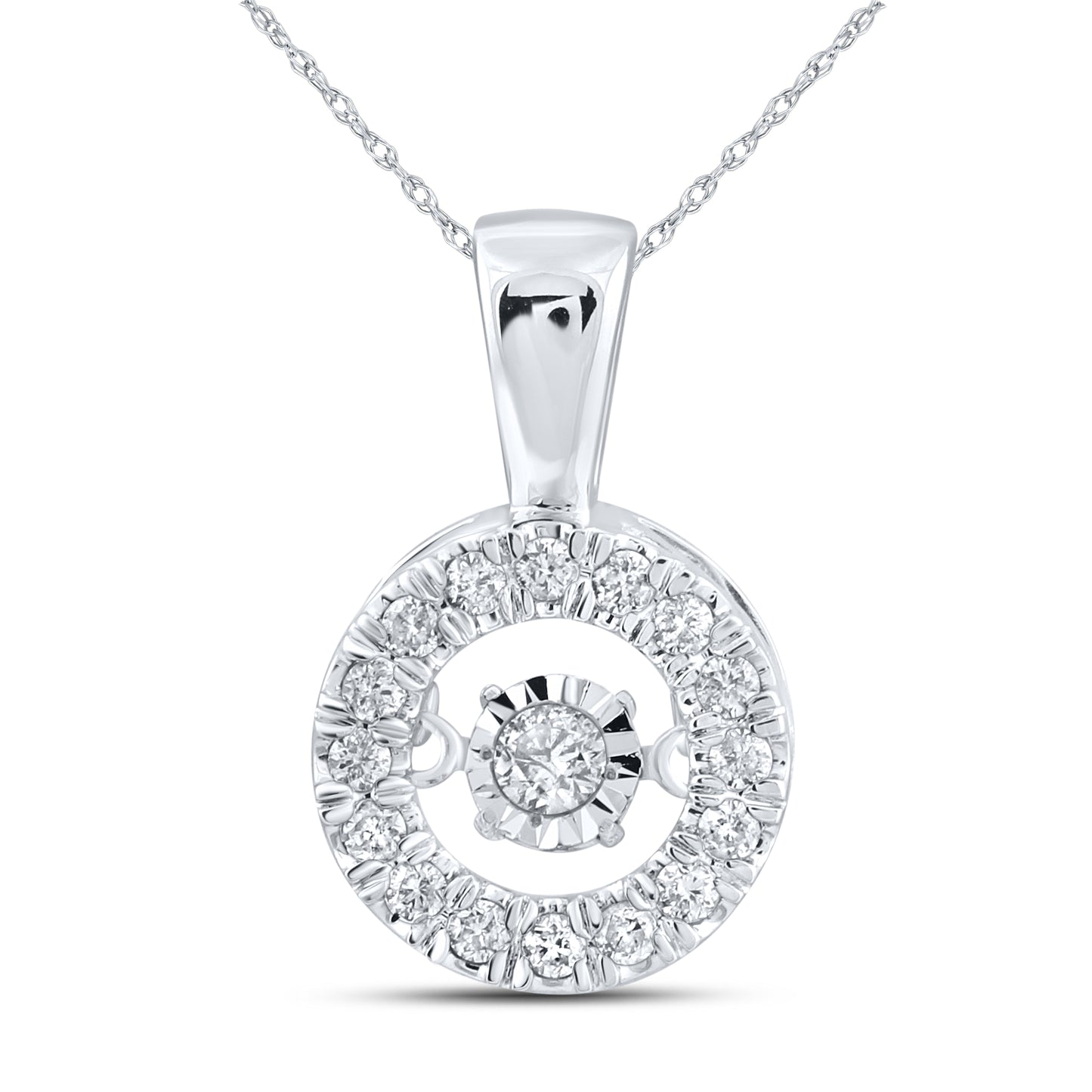 10K WHITE GOLD DANCING DIAMOND NECKLACE 0.25 CTW
