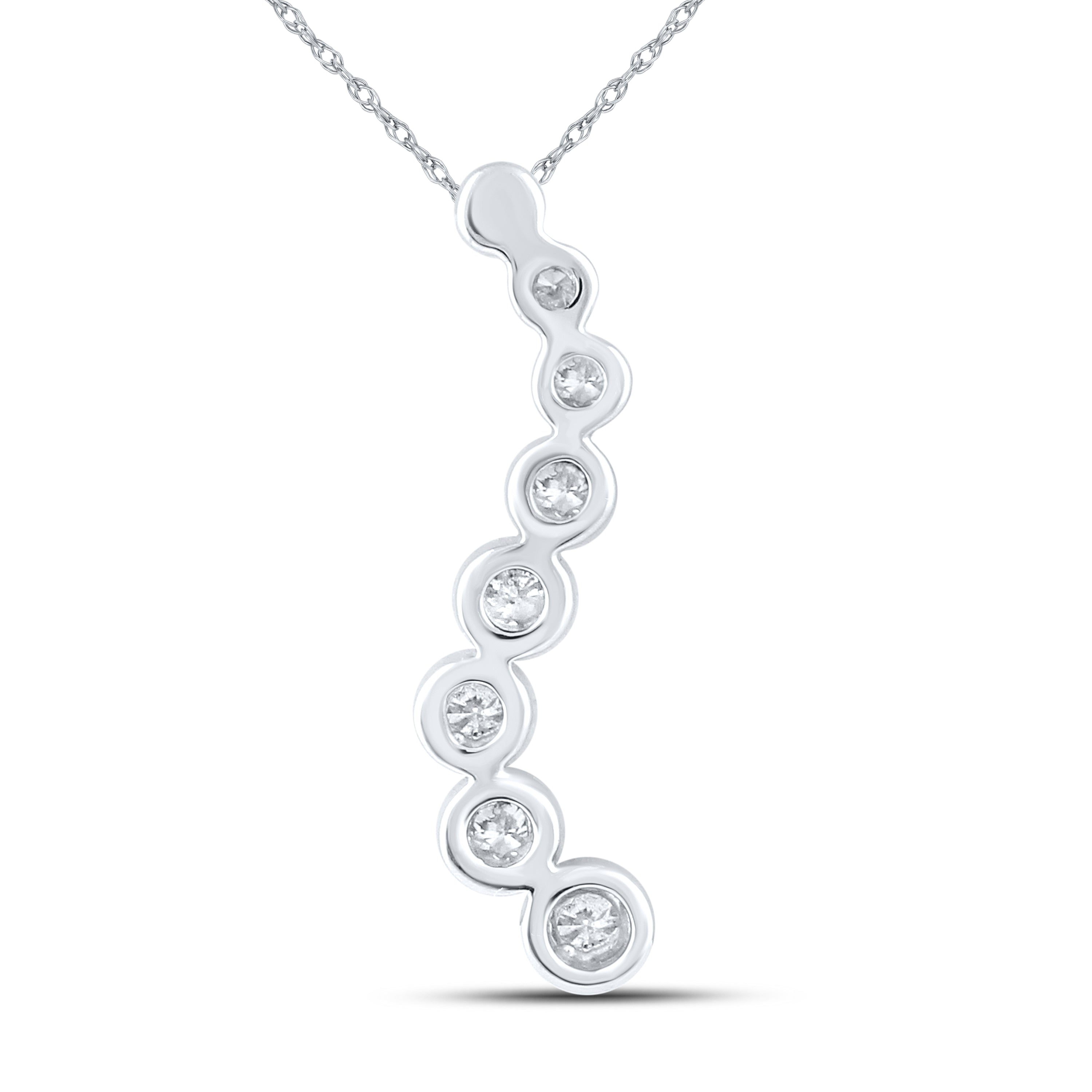 10kt White Gold 0.20 CTW Natural Diamond  Pendant with 18-inch Chain