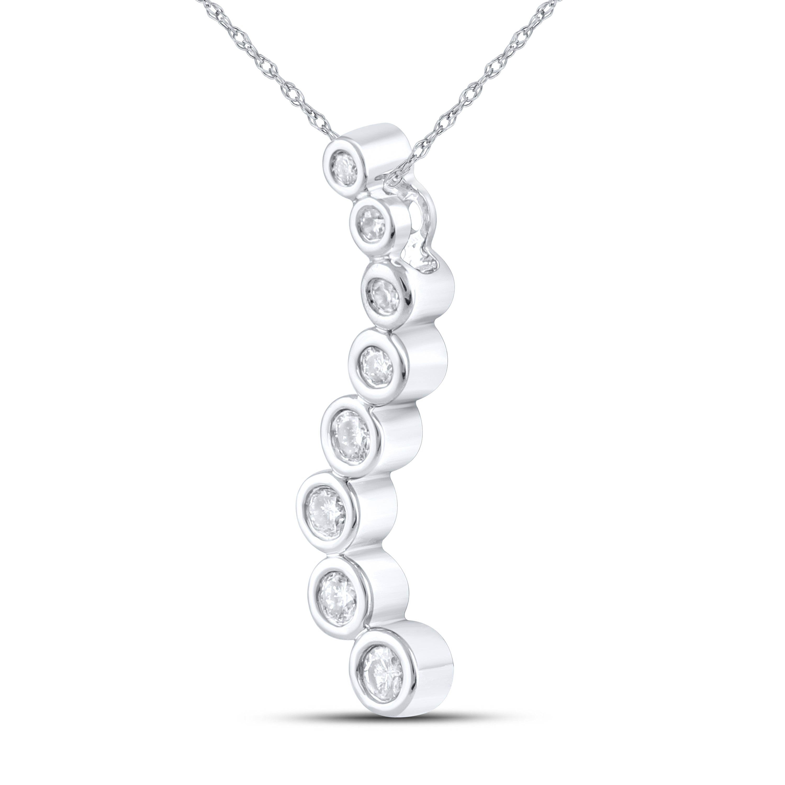 10kt White Gold 0.20 CTW Natural Diamond  Pendant with 18-inch Chain