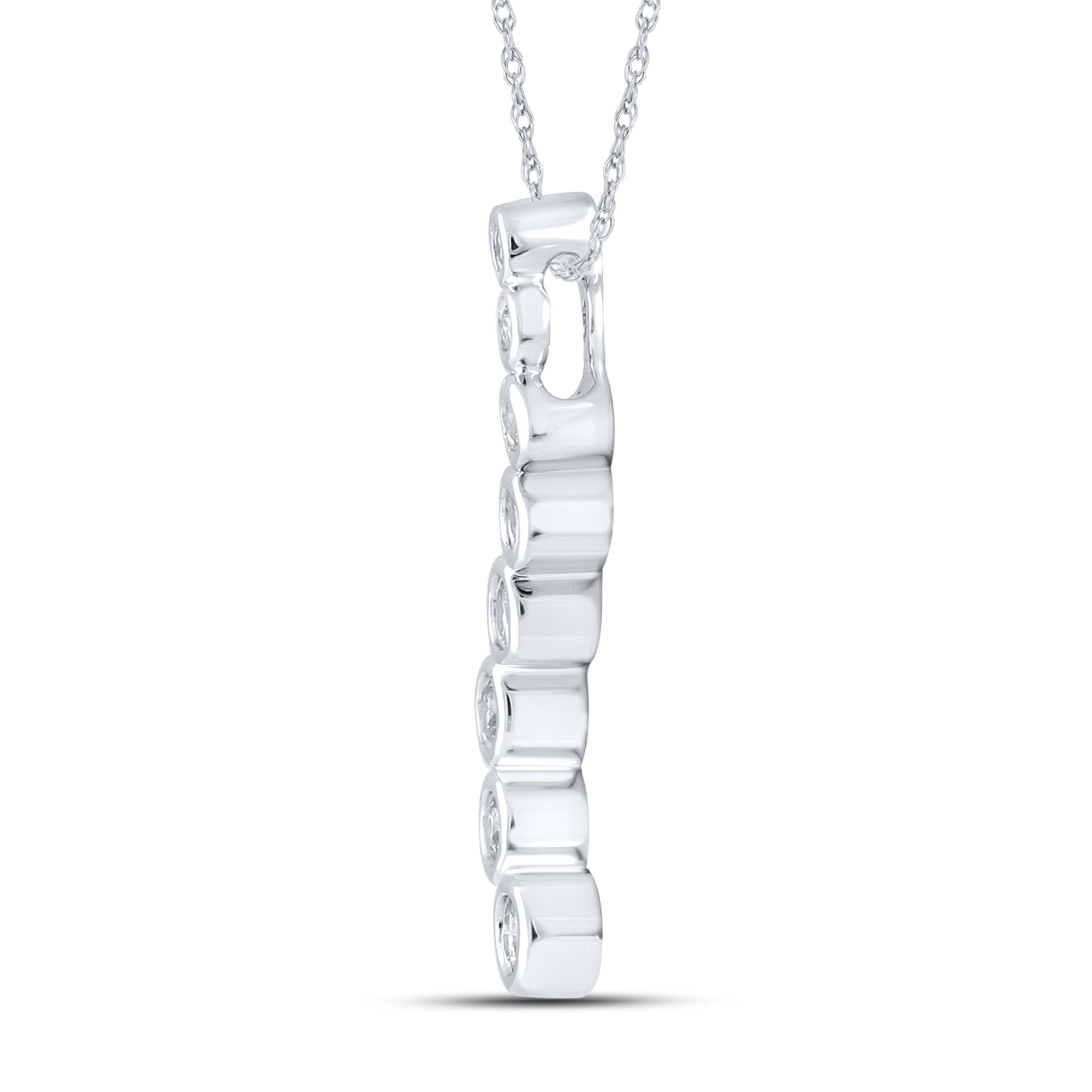 10kt White Gold 0.20 CTW Natural Diamond  Pendant with 18-inch Chain
