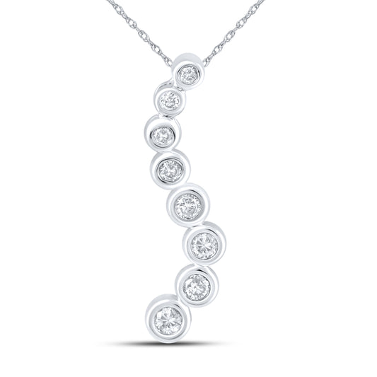 10kt White Gold 0.20 CTW Natural Diamond  Pendant with 18-inch Chain