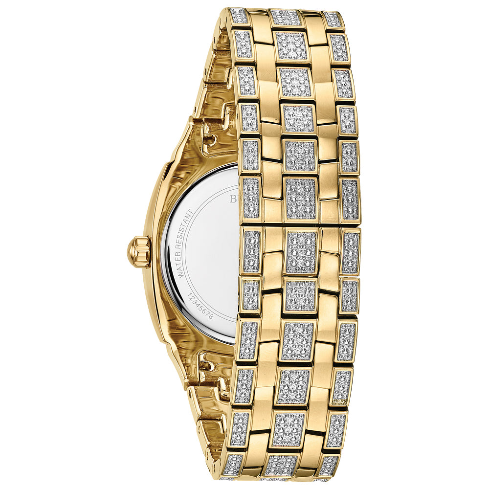 Men's Bulova Crystal Gold-Tone Stainless Steel Bracelet Watch | 40mm