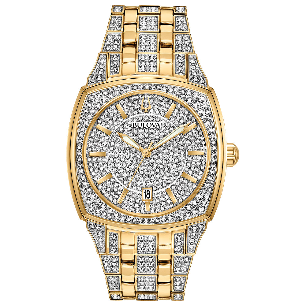 Men's Bulova Crystal Gold-Tone Stainless Steel Bracelet Watch | 40mm