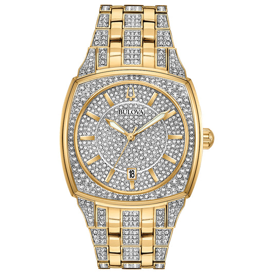 Men's Bulova Crystal Gold-Tone Stainless Steel Bracelet Watch | 40mm