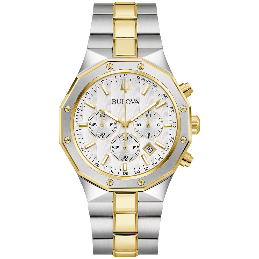 Bulova Men’s Marine Star Chronograph Watch – Stainless Steel & Black Dial