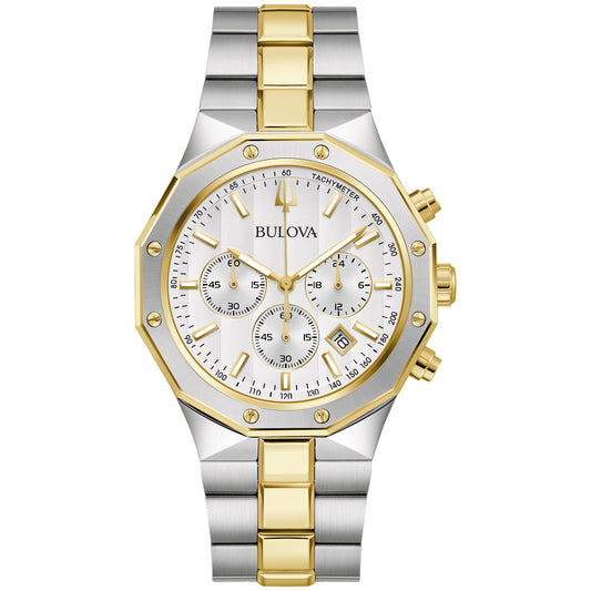 Bulova Men’s Marine Star Chronograph Watch – Stainless Steel & Black Dial