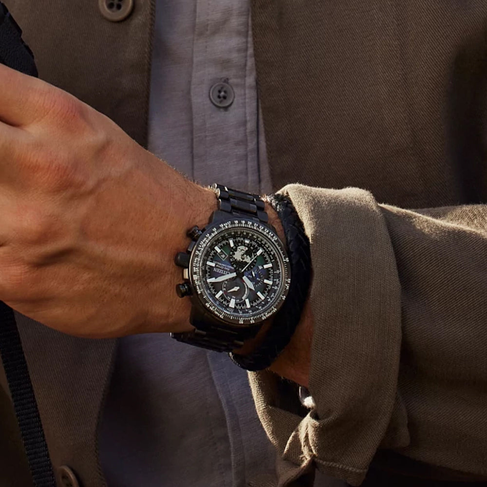 Citizen Limited Edition Citizen Promaster Geo Trekker Blue Dial Grey Stainless Steel Bracelet Watch 46mm