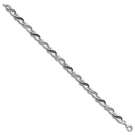 Sterling silver black and white diamond .252 cttw bracelet