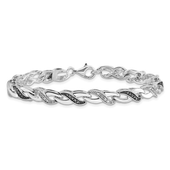 Sterling silver black and white diamond .252 cttw bracelet