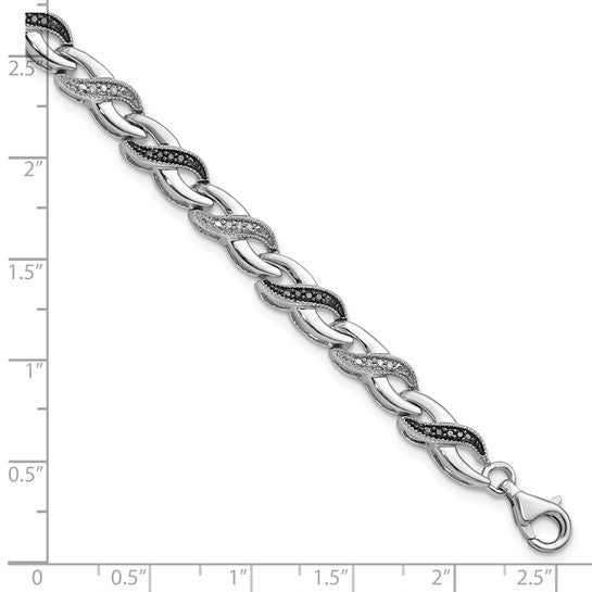 Sterling silver black and white diamond .252 cttw bracelet
