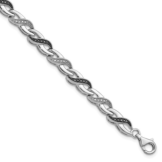 Sterling silver black and white diamond .252 cttw bracelet