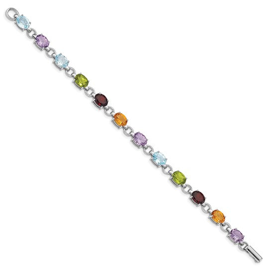 Sterling silver multi gemstone bracelet