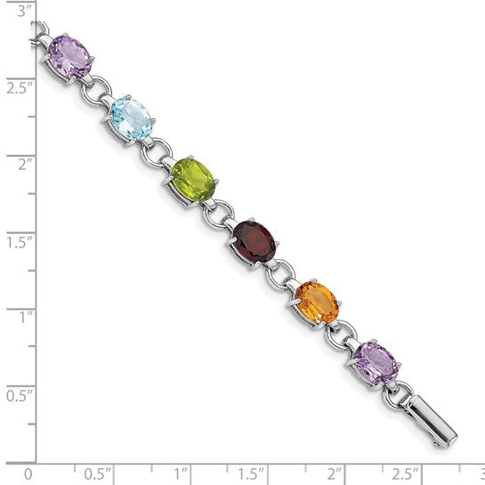 Sterling silver multi gemstone bracelet