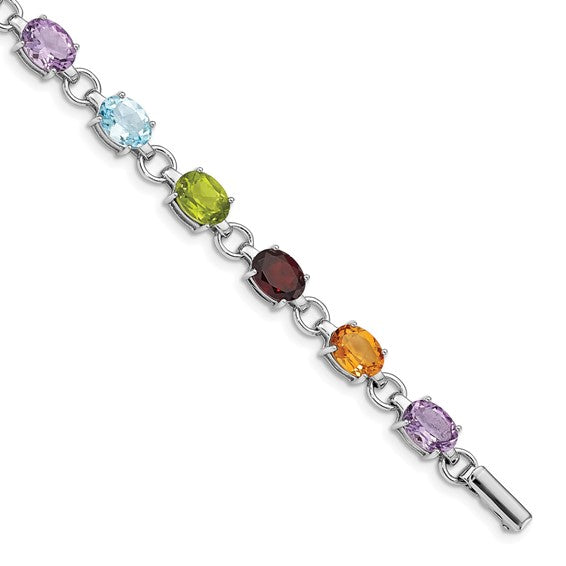 Sterling silver multi gemstone bracelet